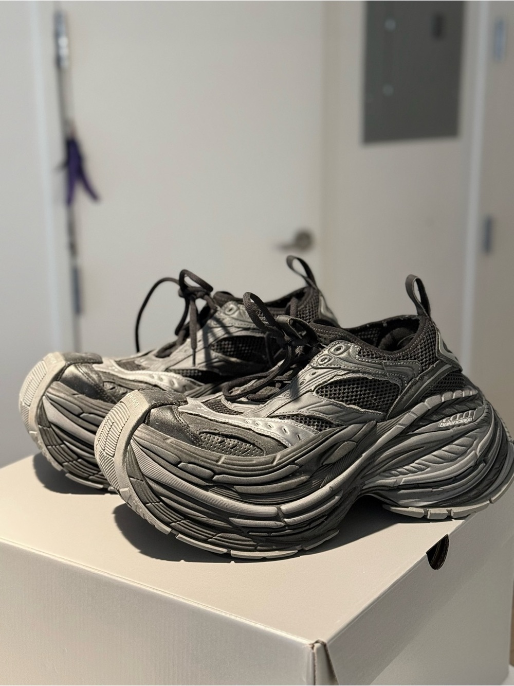 Balenciaga Gray and Black Men's Platform Sneakers
